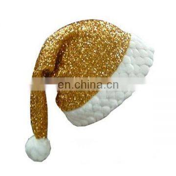 Merry christmas golden shining hats full paillette kids christmas hat knitted brim christmas hat