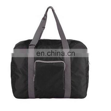 Black Printed Lightweight Water Resistant Travel Folding Gym Bag photo-2