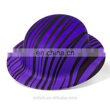 MH-2177 Classic Party kit PVC imprint Plastic Zebra Derby Bowler Hat