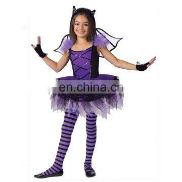 Girls Bat Ballerina Dress Wings Costume for Halloween Party