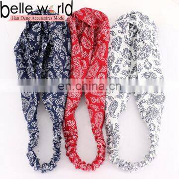 Colors Bandanna Material Paisley Print Wide Headbands