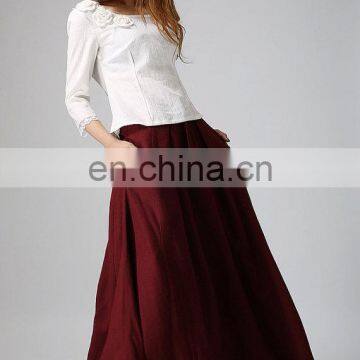 Pictures of long skirts and tops J0741 red maxi burgundy linen skirt