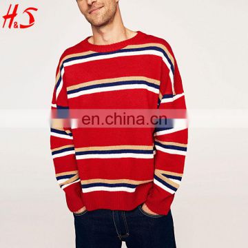 New Style 2017 Fashion Winter Knitted Pullover Striped Sweater For Men