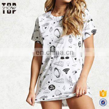 Oem adult pajamas made in china allover graphic print pajamas sleepwear for ladies