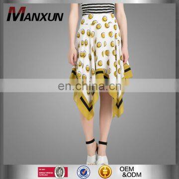 Latest Summer Apparel Artistic Printing Irregular Hem A-Line Fashion Women Skirts