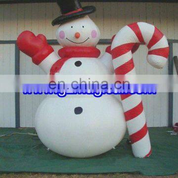 high quality inflatable Christmas Snowman ornament with Candy Cane