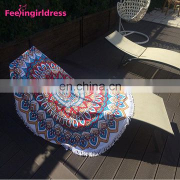 Mandala Ombre Design Swimwear Mat Beach Towel Hippie Custom Printed Round Tapestry