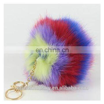 Wholesale Customized Colorsul Fluffy Faux Fur Pom Poms Ball Keychain Pom Pom Ball Pendant for Woman Cellphone/handbag/hats/Car photo-2