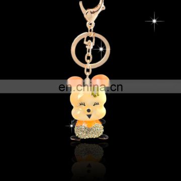 Promotional wholesale custom crystal souvenir metal rhinestone cute Dog puppy key chain manufacturer in yiwu China MCA-0030