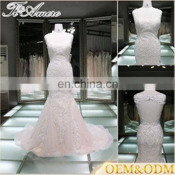 2017 wholesale custom sleeveless mermaid wedding dress