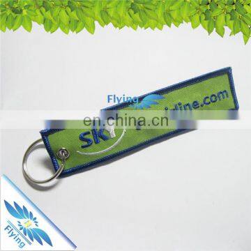 Beautiful embroidery logo key ring 3cm width promotional keychains,