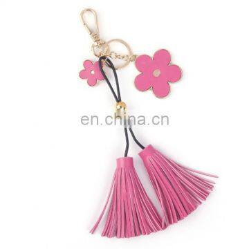 Creative pendant five petal flower PU leather tassel Keychain bag pendant