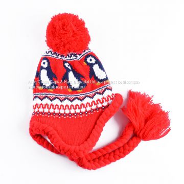 Wholesale Flat Embroidery Custom Knit Acrylic Beanie