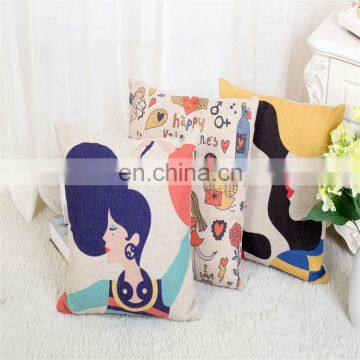 Printed sofa cushion cover nature cotton linen cushion for home decor