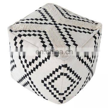 Home Decorative Products Pieces Whited Tufted Woven Square Ottoman Cover Moroccan Ottoman Pouf Big Size photo-2