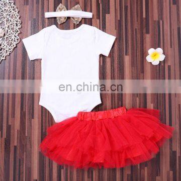 2019 Daddy's Valentine Letter Romper Tops + Tutu Skirt + Headband 3PCS Outfit Kids Clothing Set photo-3