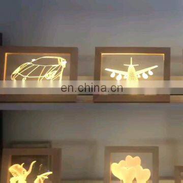 5V USB Powered Wooden LED Photo Frame 3D Night Light