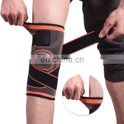 Amazon Wholesale Retail Elastic Knitted Compression Knee Pads Knee Support With Pressured Belt