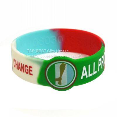 Debossed Filled Segmented Silicone Bracelets With Custom Print