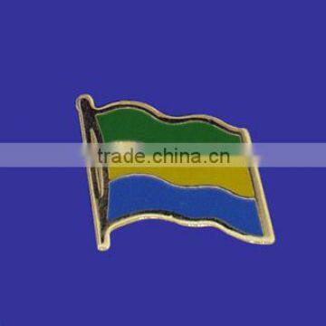 Custom design high quality cloisonne hard enamel filled Gabon World Flag Lapel Pin