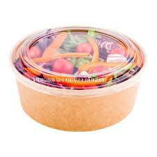 Disposable food container 32 oz compostable brown paper soup container with lid grease proof soup cups