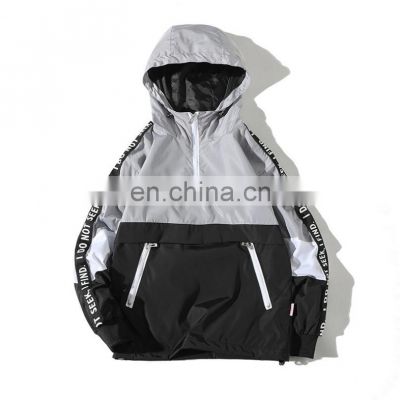 2021 hot sell  Custom new Fashion sports  windproof and waterproof grey contrast color  jacket with hood