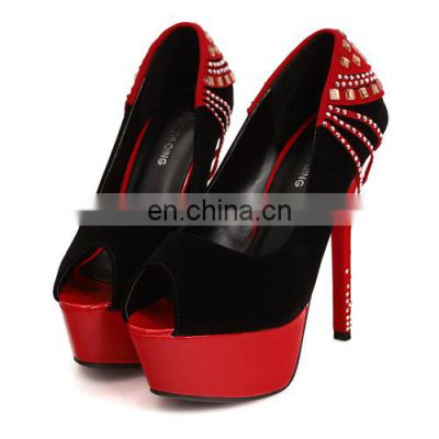 latest fashion design ladies decorated high heel peep toe platform sandals shoes(also available in different colors)