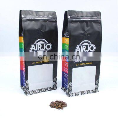 Customizable Design Storage Packaging Eco Friendly Reusable Zipper Empty Coffee Bags Flat Bottom Coffee Bean Bag With Valve