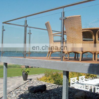 Hot Sale Outdoor Balustrade Design Stainless Steel Post Clamps Balcony Terrace Deck Glass Railing