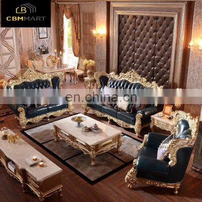 New arrival antique leather sofa set furniture designs classic living room sofas