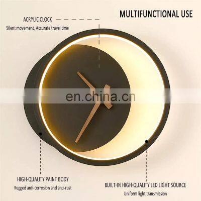 Simple Round LED Wall Lamp Home Background Nordic Bedroom General Clock Wall Light photo-5