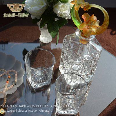 Square Restaurant Bar Home 700ml/750ml Dining Glass Bottle Liquor Gift Set With Stopper Cap Manufacturer photo-3