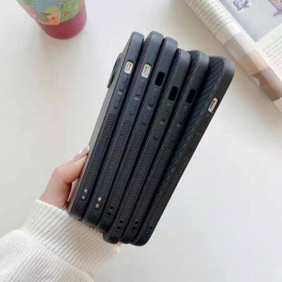 Suitable For Iphone 11 Carbon Fiber Water Paste Process Pattern Leather Cases PC Feeling Fall Proof For IPhone X Xr 12 13 14 Pro