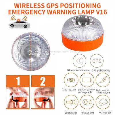Spain V16 Automobile Emergency Warning Lamp NB Communication Belt GPS Positioning Yellow Light Flash Lamp Traffic Strong Magnetic Charging photo-4