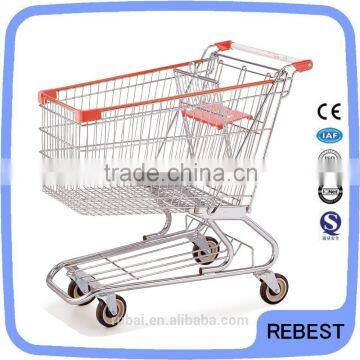 Attractive design supermarket rolling basket cart