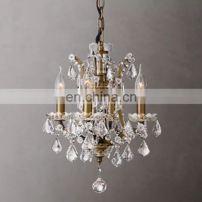 Small gold pendant light luxurious classic crystal chandelier luxury hotel wedding decoration maria theresa