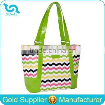 New Chevron Print PU Leather Fashion Lunch Tote Bag For Women