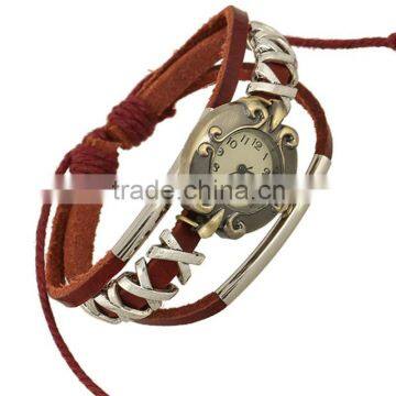 Fashion Simple Men And Women Alloy Charms Strap Buckle Leather Wrap Bracelet Watch Wholesale