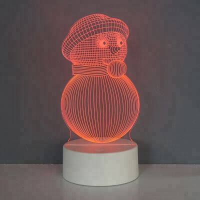 3D Illusion Creative Snowman RGB Bedside Night Lamp for Christmas Gift photo-3