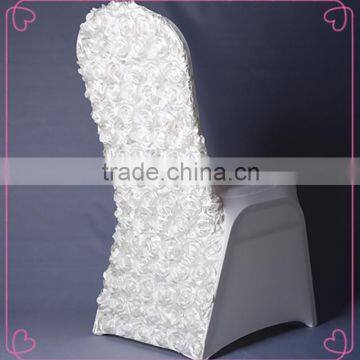 White rosette spandex chair cover for wedding hotel and banquet