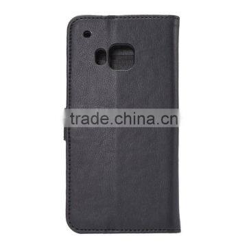 BLACK Crazy Horse grain flip leather case for HTC M9