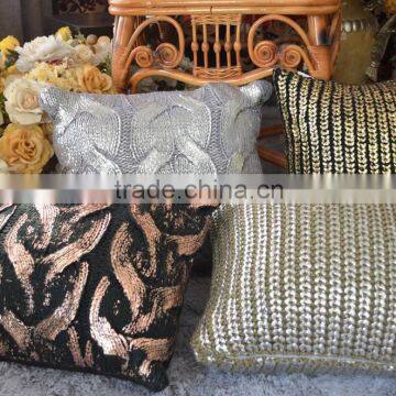 foil print knitted cushion