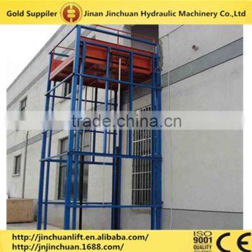 Vertical guide rail cargo elevator lift