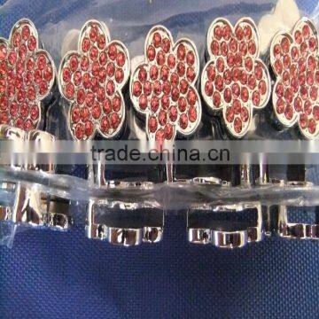 Chrome Diamond Cartoon Jewelry Wholesale 18MM Lovely Slide Rhinestone DIY Plum Flower Charms