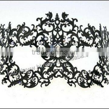 halbe gesicht blumen-design mardi gras party schwarze farbe kristall maske elegante metall laser charmante prinzessin maske