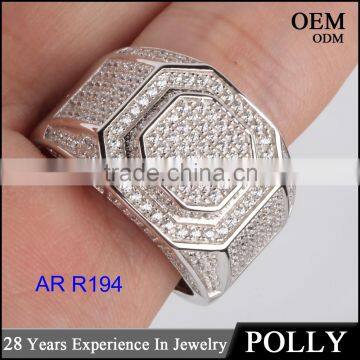 Cheap 925 Silver Iced Out Two Tone Hip Hop Mens Ring Jewerly 2016