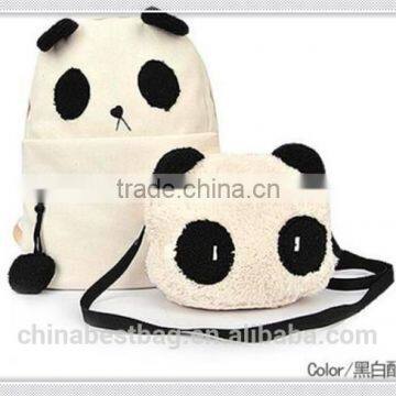 canvas school panda bag with felt bag organizer