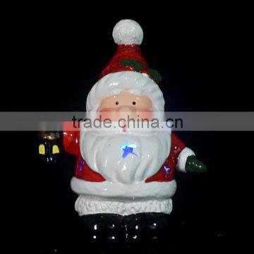 battery operated ceramic santa claus for christmas decoration