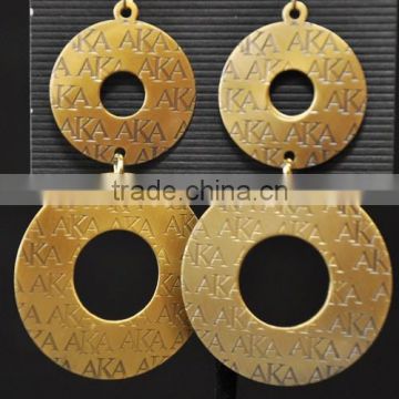 Vnistar 2016 new AKA double hook earrings full of words gold color for girls and women wholesale