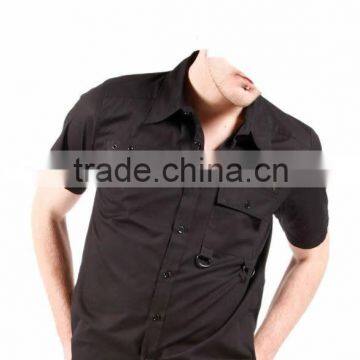 GOTHIC BLACK COTTON SHIRT FOR MEN'S STEAMPUNK GOTH